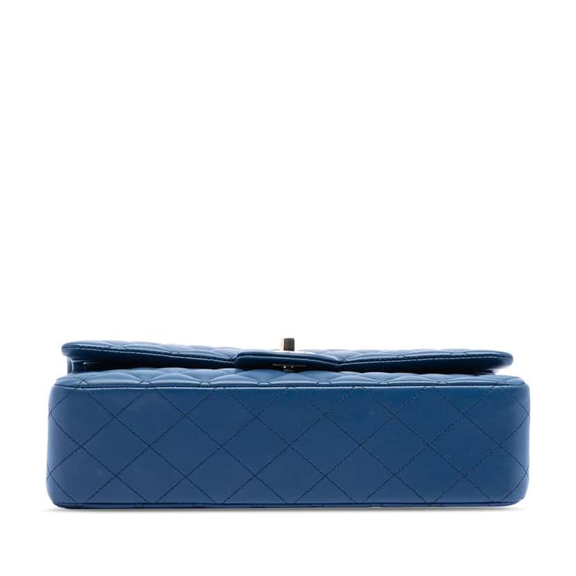 Chanel Medium Classic Lambskin Double Flap Blue Leather Good condition - Inside View