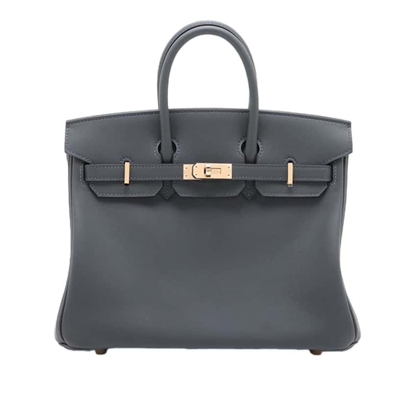 Hermès Swift Birkin Verso Retourne 25 Grey Leather Good condition - Front View