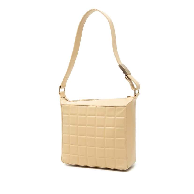 Chanel CC Chocolate Bar Lambskin Shoulder Bag Brown Leather Very good condition - Back View