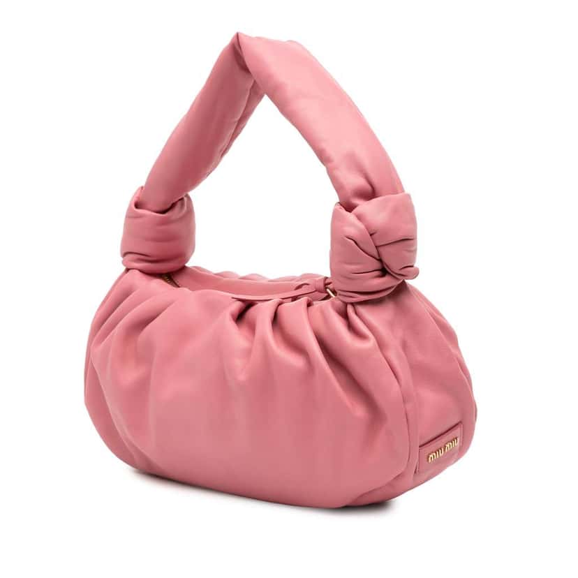 Miu Miu Nappa Knot Top Handle Bag Pink Leather Good condition - Back View