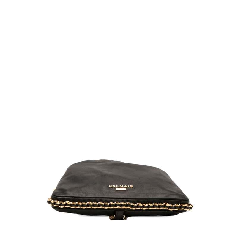 Balmain Leather Round Chain Handle Backpack Black Leather Good condition - Inside View