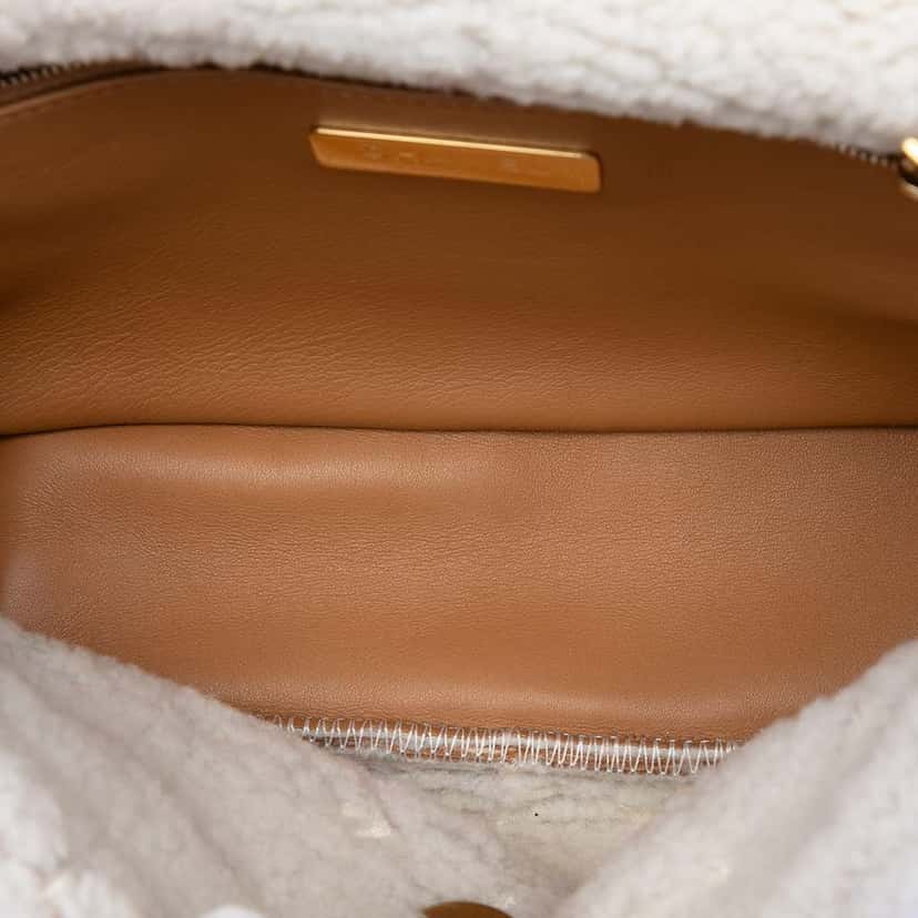 Chanel Medium Embroidered Suede 19 Flap with Shearling Trim Brown Leather Very good condition - Model View