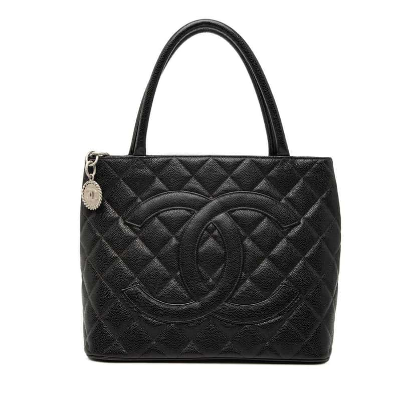 Chanel Caviar Medallion Tote Black Leather Very good condition - Front View