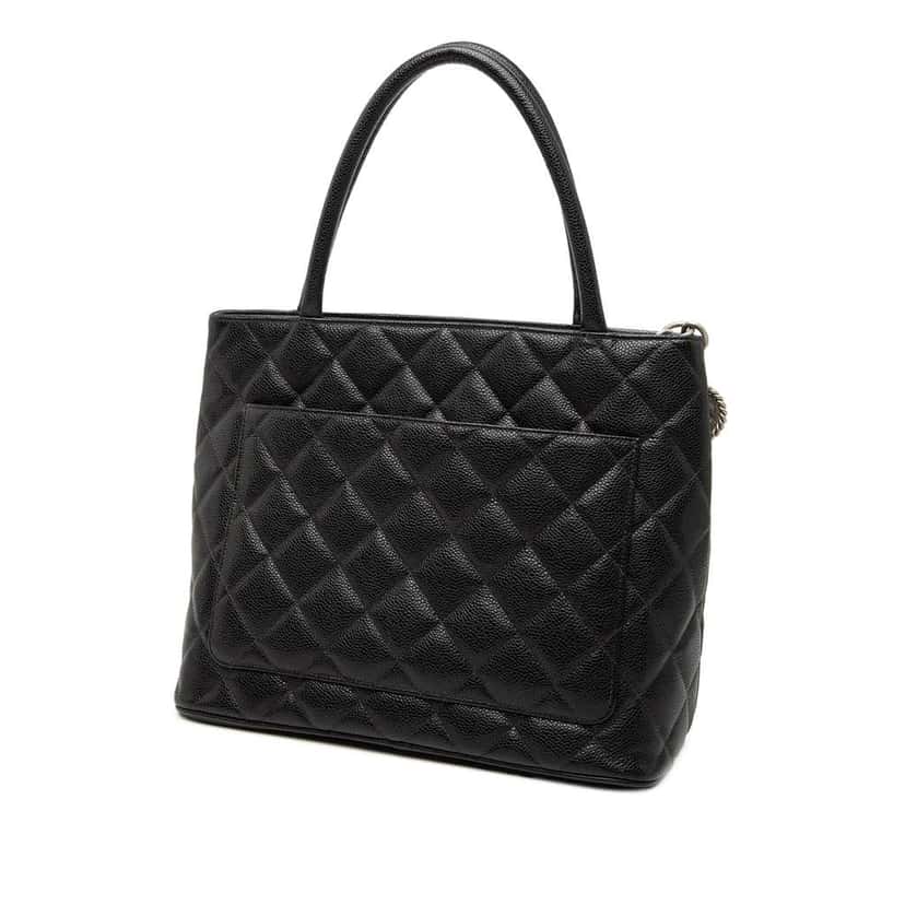 Chanel Caviar Medallion Tote Black Leather Very good condition - Back View
