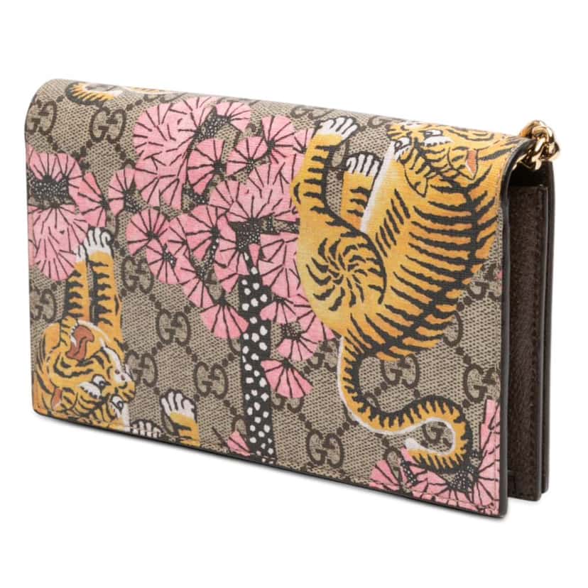 Gucci GG Supreme Bengal Wallet on Chain Brown Canvas Good condition - Back View