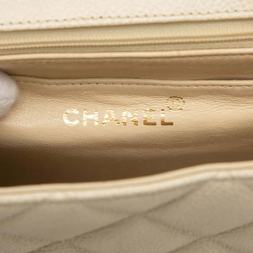 Chanel XL CC Quilted Caviar Square Single Flap Brown Leather Very good condition - Box View