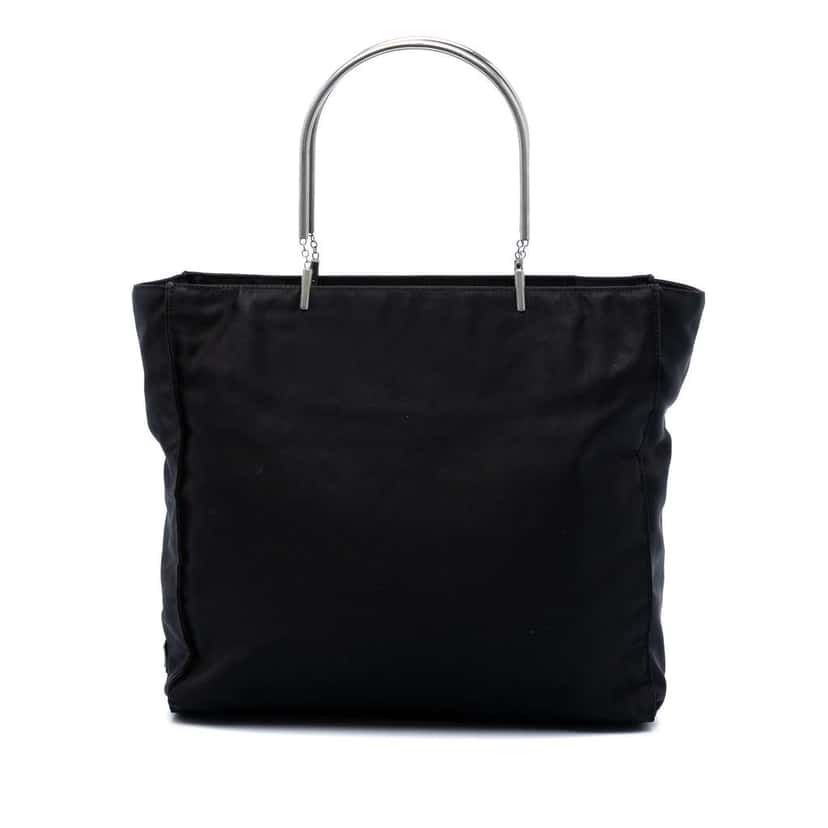 Prada Tessuto Metal Handle Bag Black Very good condition - Front View