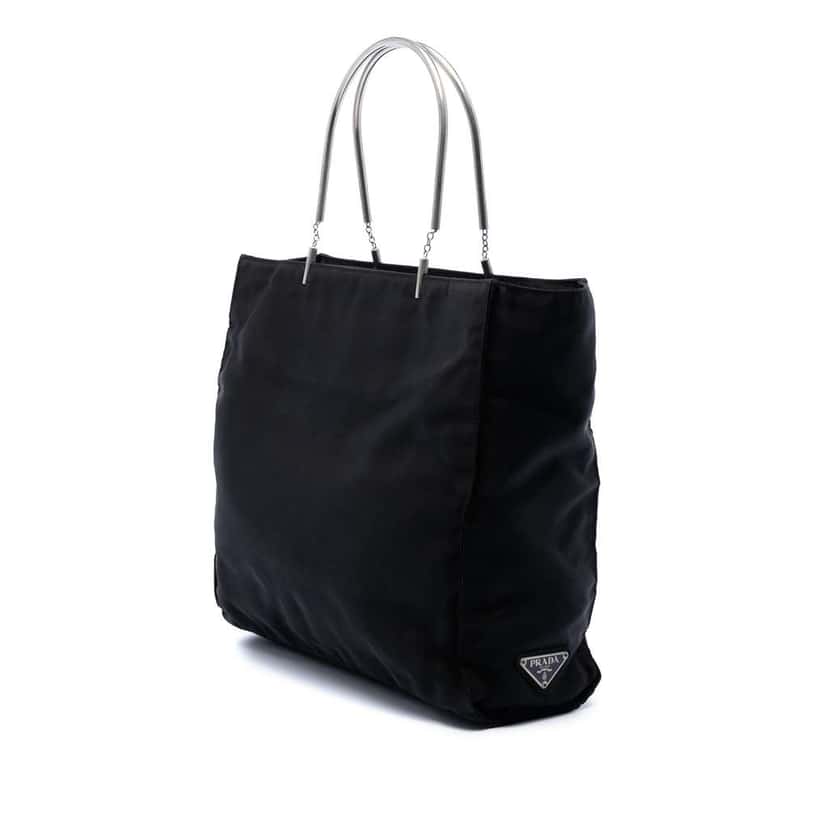 Prada Tessuto Metal Handle Bag Black Very good condition - Back View