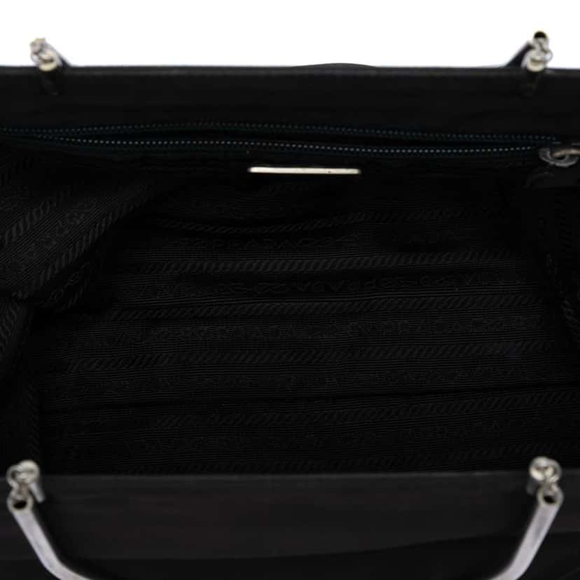 Prada Tessuto Metal Handle Bag Black Very good condition - Model View