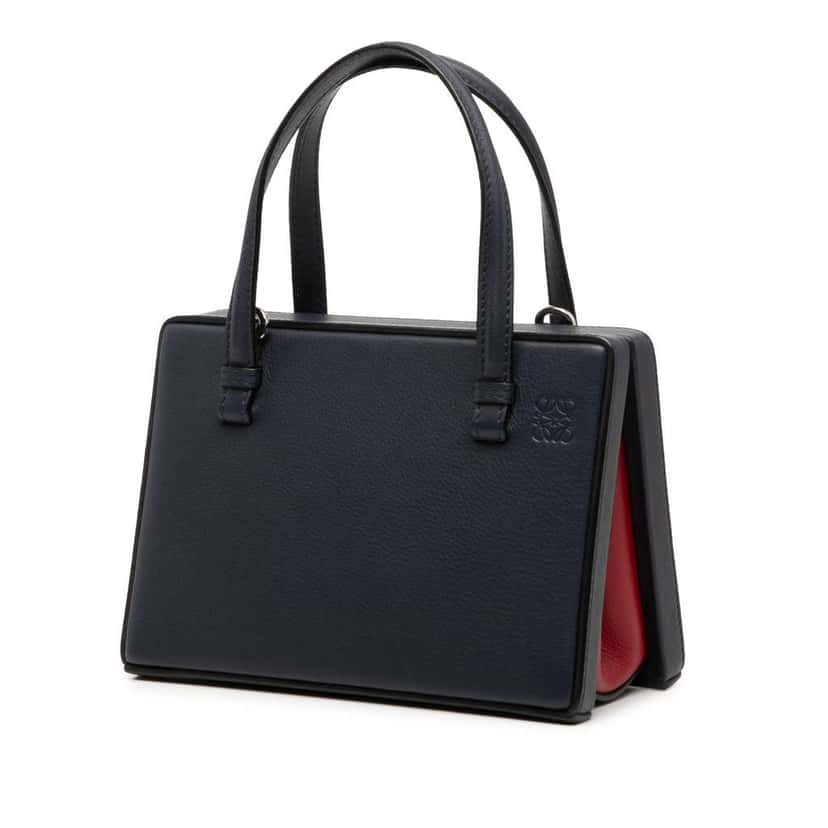 Loewe Small Leather London Postal Top Handle Bag Blue Leather Very good condition - Back View