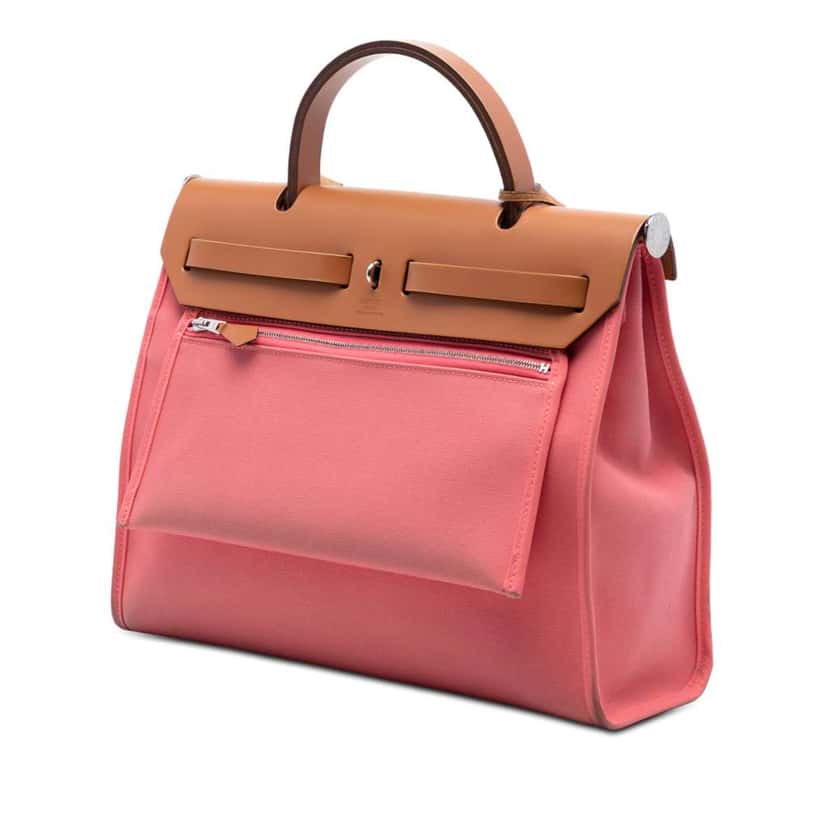 Hermès Toile Herbag Zip 31 Pink Canvas Good condition - Back View