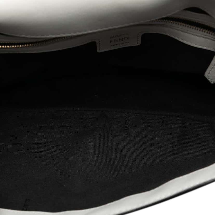 Fendi Zucca Embossed Leather Baguette Satchel White Leather Good condition - Model View