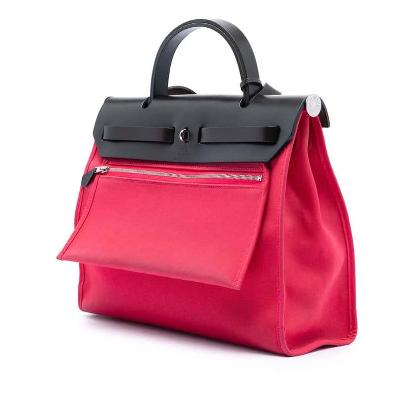 Hermès Toile Herbag Zip 31 Pink Canvas Good condition - Back View