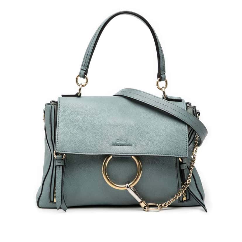 Chloé Small Leather Faye Day Satchel Blue Leather Good condition - Front View