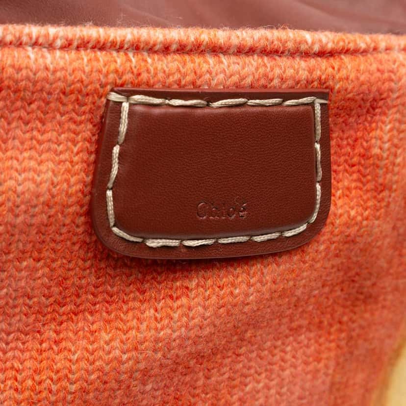 Chloé Printed Knit Jorge Bucket Bag Brown Wool Very good condition - Box View