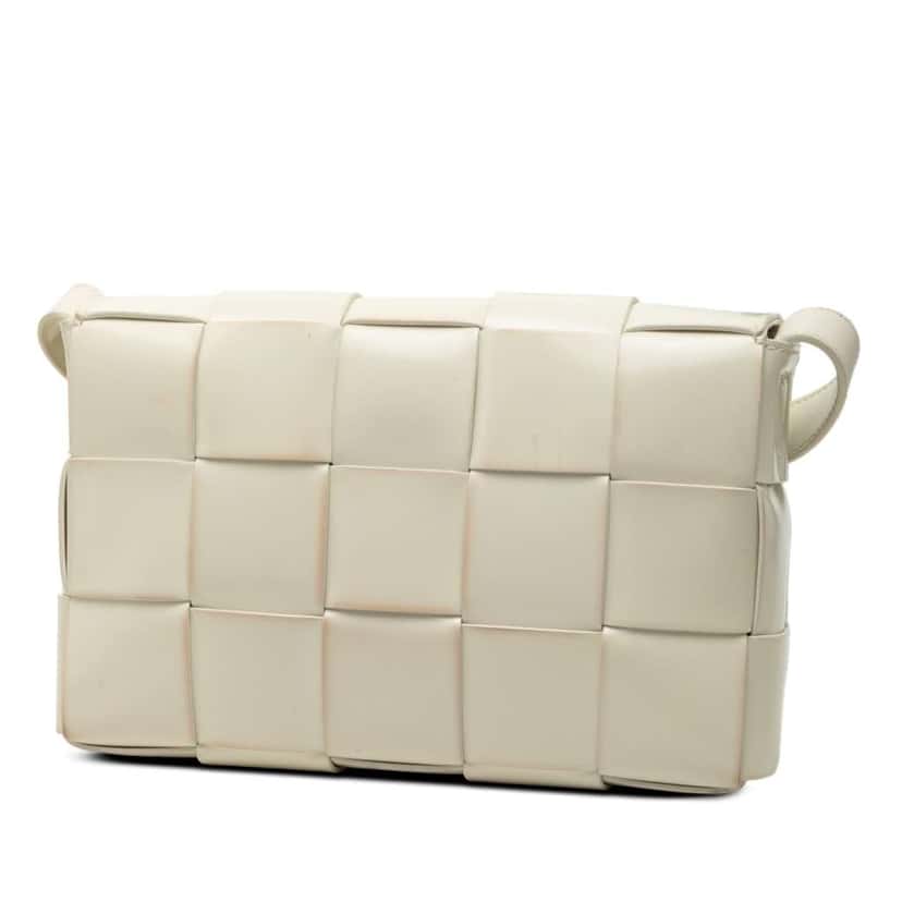 Bottega Veneta Nappa Intrecciato Cassette Crossbody White Leather Very good condition - Back View