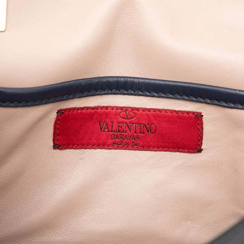 Valentino Leather Rockstud Flap Satchel Blue Leather Good condition - Box View