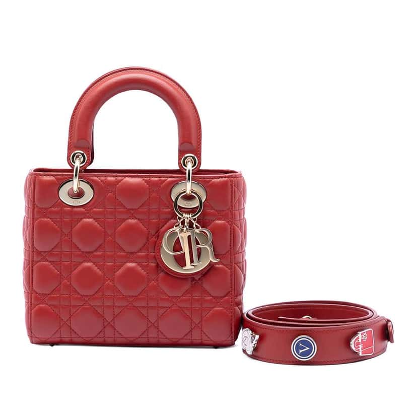 Dior Small Lambskin Cannage My ABCDior Lady Dior Red Leather Very good condition - Front View