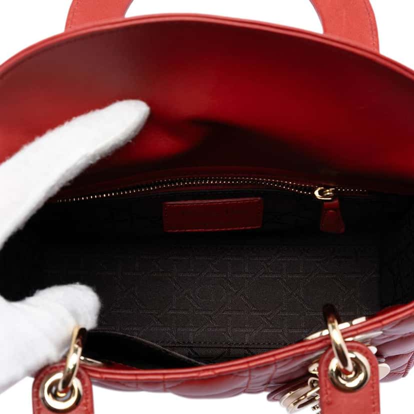 Dior Small Lambskin Cannage My ABCDior Lady Dior Red Leather Very good condition - Model View
