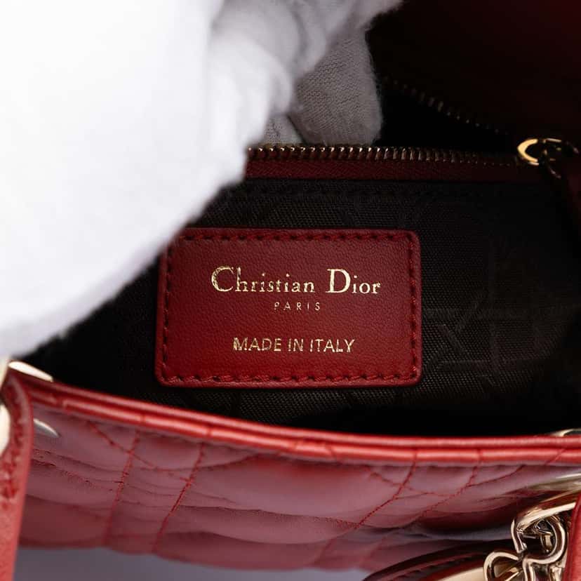 Dior Small Lambskin Cannage My ABCDior Lady Dior Red Leather Very good condition - Box View