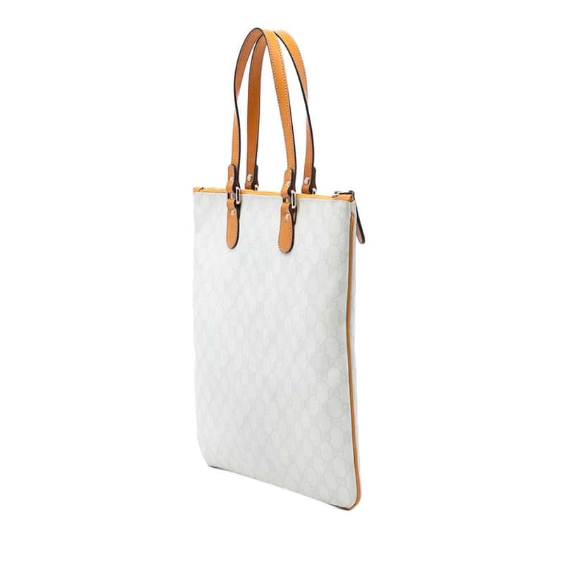 Gucci GG Supreme Heritage Logo Tote White Canvas Very good condition - Back View