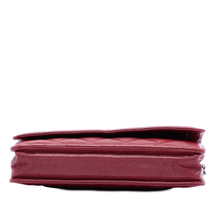 Chanel CC Quilted Lambskin Wallet on Chain Red Leather Very good condition - Inside View