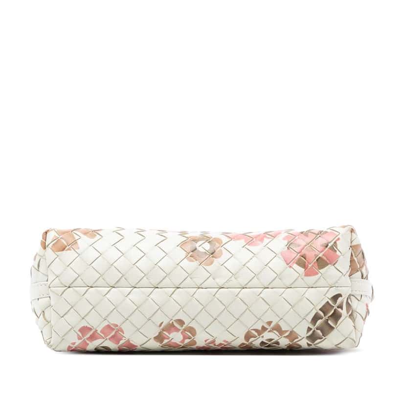 Bottega Veneta Nappa Intrecciato Floral Print Handbag White Leather Very good condition - Inside View
