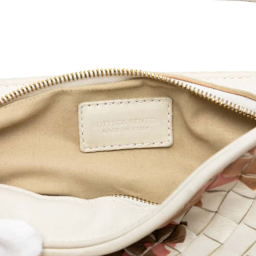 Bottega Veneta Nappa Intrecciato Floral Print Handbag White Leather Very good condition - Box View