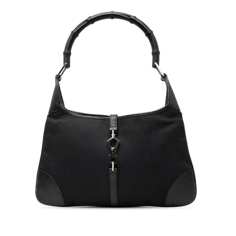 Gucci Canvas Bamboo Jackie Hobo Black Canvas Good condition - Front View