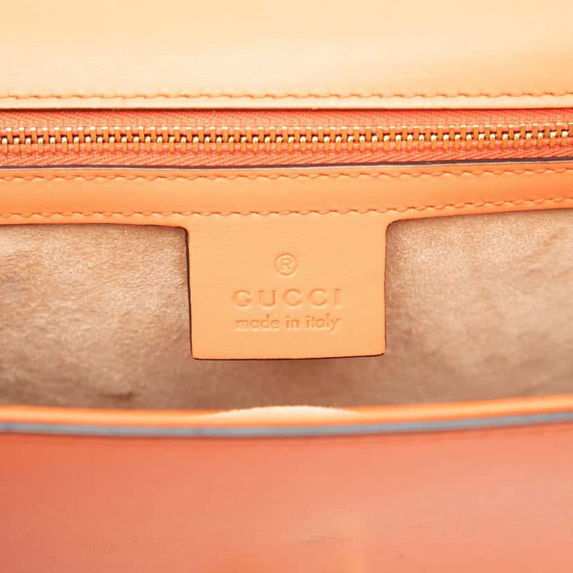 Gucci Small Leather Sylvie Web Satchel Orange Leather Very good condition - Box View