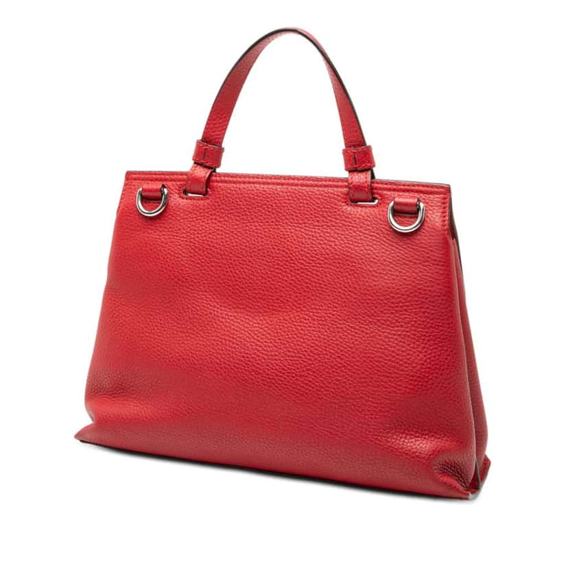 Gucci Small Leather Bamboo Daily Satchel Red Leather Very good condition - Back View