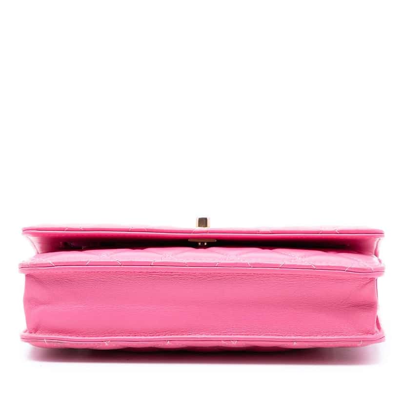 Chanel Lambskin Pearl Crush Wallet On Chain Pink Leather Good condition - Inside View