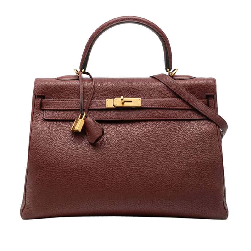 Hermès Togo Kelly II Retourne 35 Red Leather Fair condition - Front View