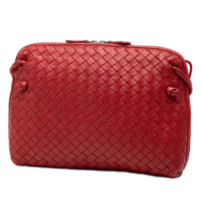 Bottega Veneta Nappa Intrecciato Nodini Crossbody Red Leather Very good condition - Back View