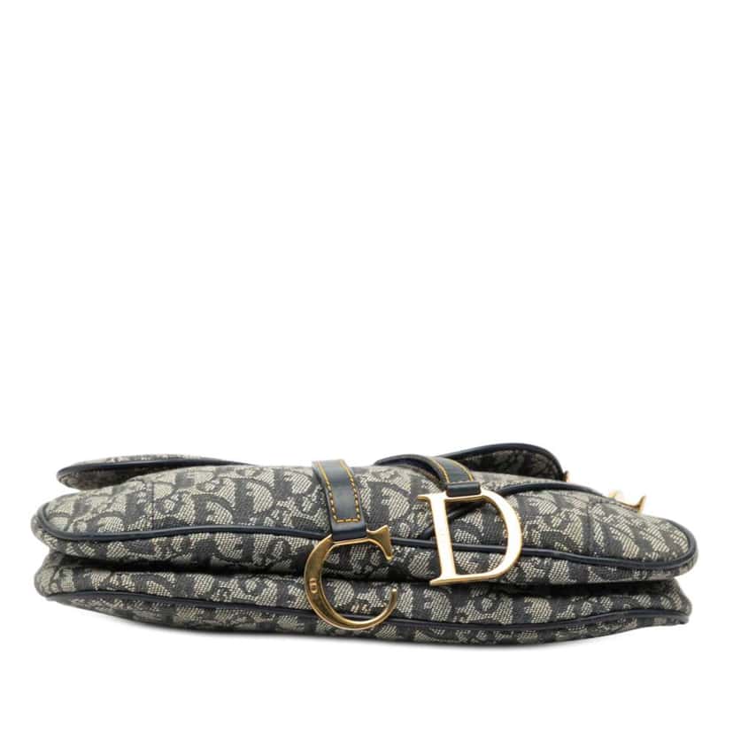 Dior Diorissimo Canvas Double Saddle Bag Blue Canvas Good condition - Inside View