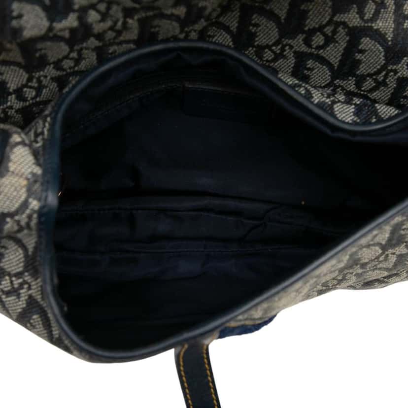 Dior Diorissimo Canvas Double Saddle Bag Blue Canvas Good condition - Model View