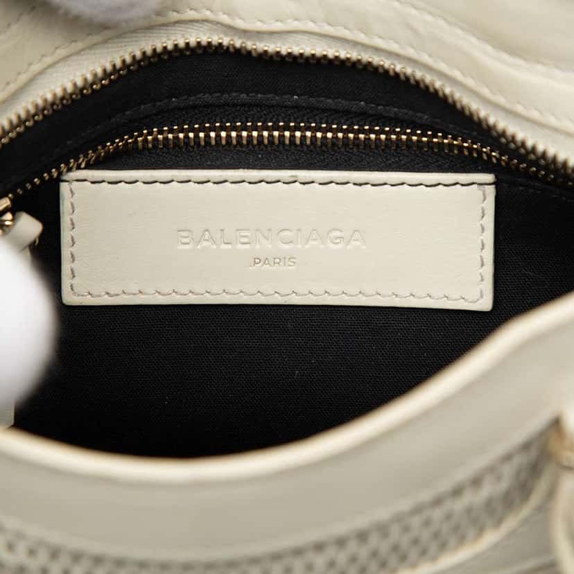 Balenciaga Mini Perforated Leather Motocross Classic City Satchel White Leather Good condition - Box View