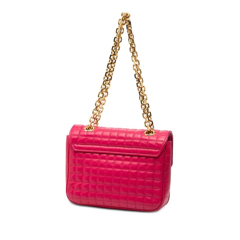 Celine Small Quilted Calfskin C Bag Pink Leather Very good condition - Back View