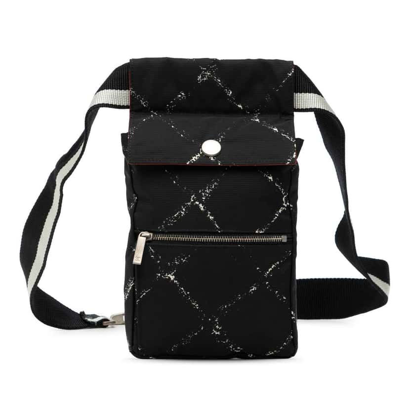 Chanel Old Travel Line Nylon Belt Bag Black Good condition - Front View