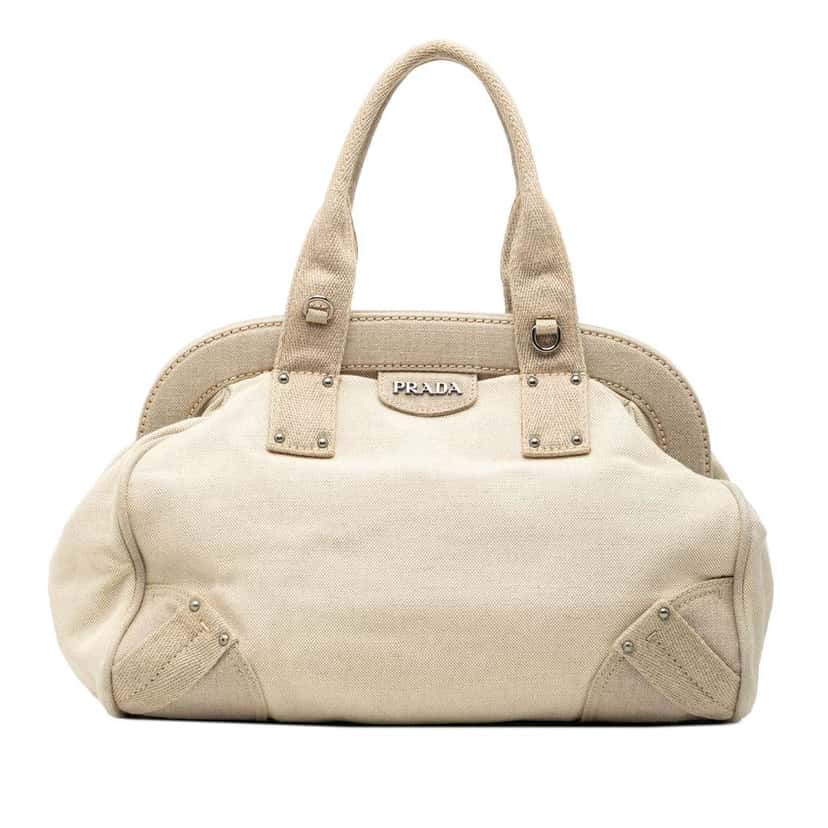 Prada Canvas Canapa Mistolino Frame Satchel White Canvas Very good condition - Front View
