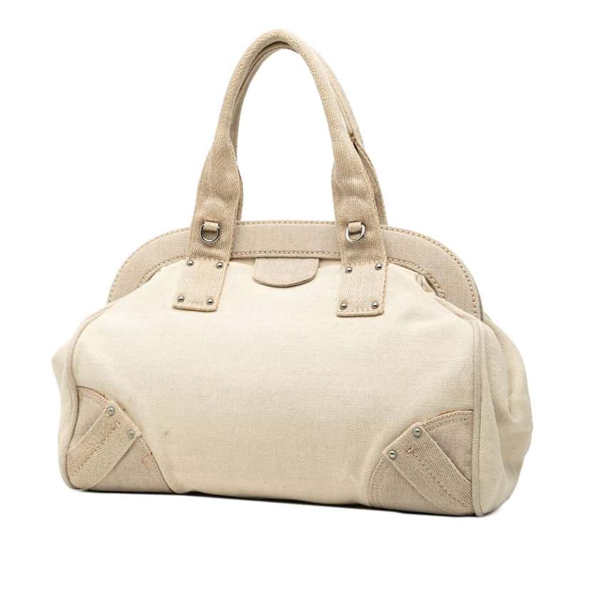 Prada Canvas Canapa Mistolino Frame Satchel White Canvas Very good condition - Back View