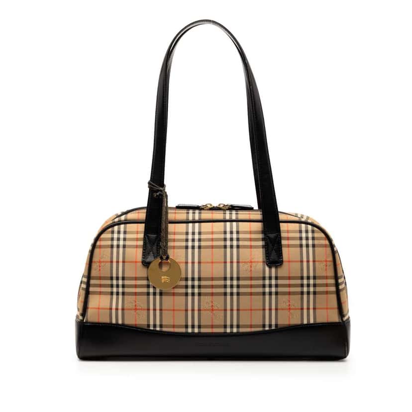 Burberry Haymarket Check Canvas Shoulder Bag Brown Canvas Good condition - Front View