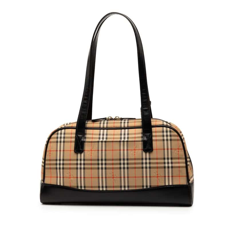 Burberry Haymarket Check Canvas Shoulder Bag Brown Canvas Good condition - Back View