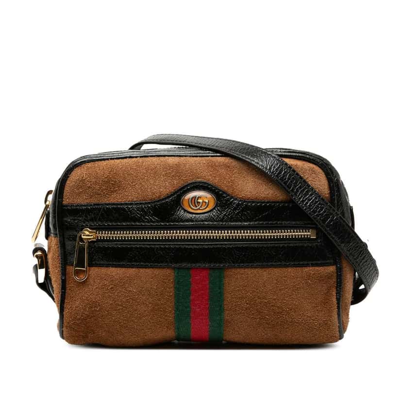 Gucci Mini Suede Ophidia Crossbody Brown Leather Very good condition - Front View