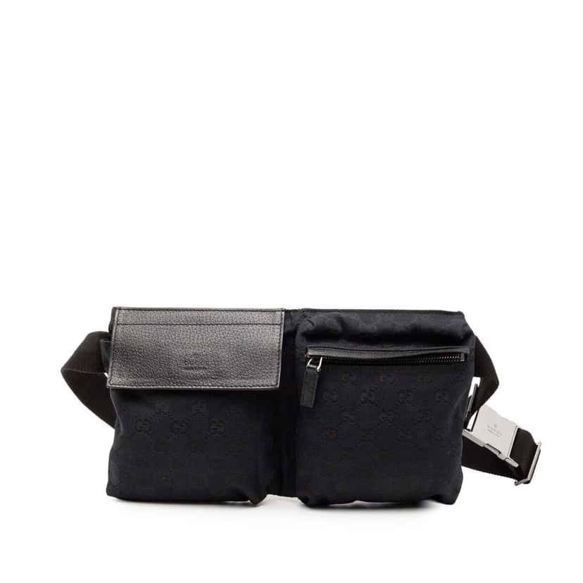 Gucci GG Canvas Double Pocket Belt Bag Blue Canvas Very good condition - Front View