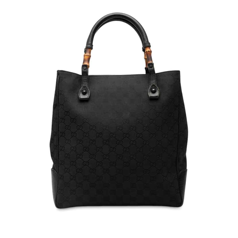 Gucci GG Canvas Bamboo Tote Black Canvas Very good condition - Front View