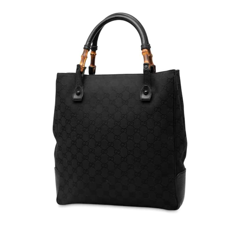 Gucci GG Canvas Bamboo Tote Black Canvas Very good condition - Back View