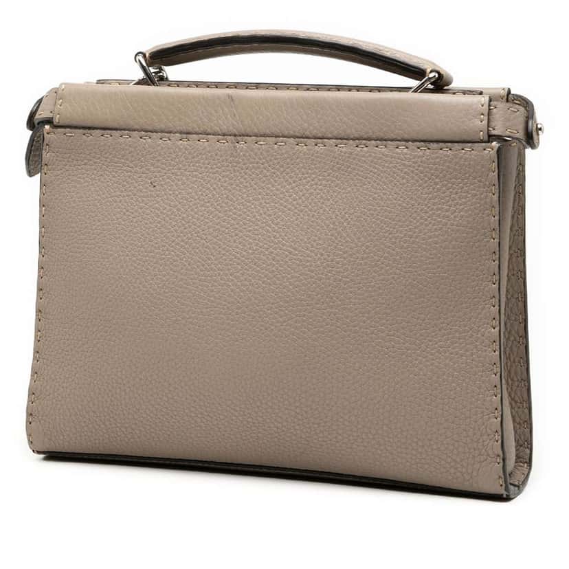 Fendi Sue Tilley Mini Calfskin Romano Selleria Banana Peekaboo Iconic Fit Satchel Brown Leather Very good condition - Back View
