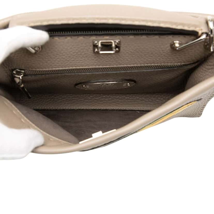 Fendi Sue Tilley Mini Calfskin Romano Selleria Banana Peekaboo Iconic Fit Satchel Brown Leather Very good condition - Model View