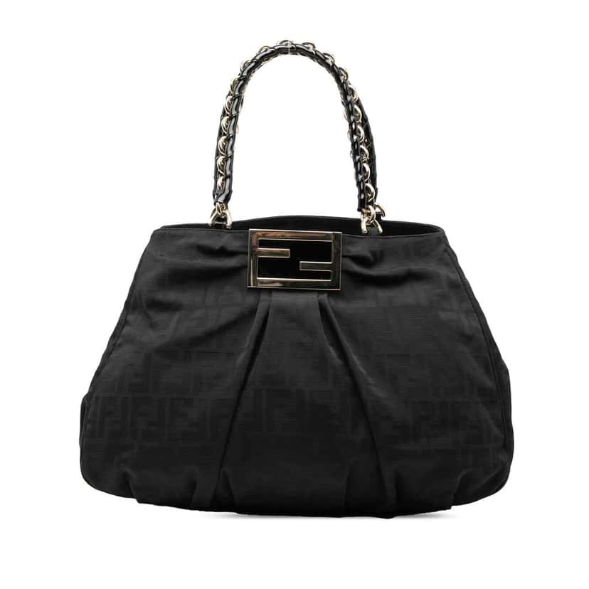 Fendi Large Zucca Canvas Mia Tote Black Canvas Very good condition - Front View
